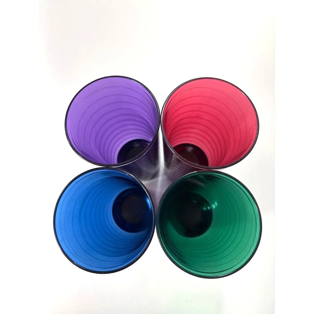 Tupperware Acrylic Spiral Tumblers Jewel Tone 18oz Set of 4 Glasses 4482A
